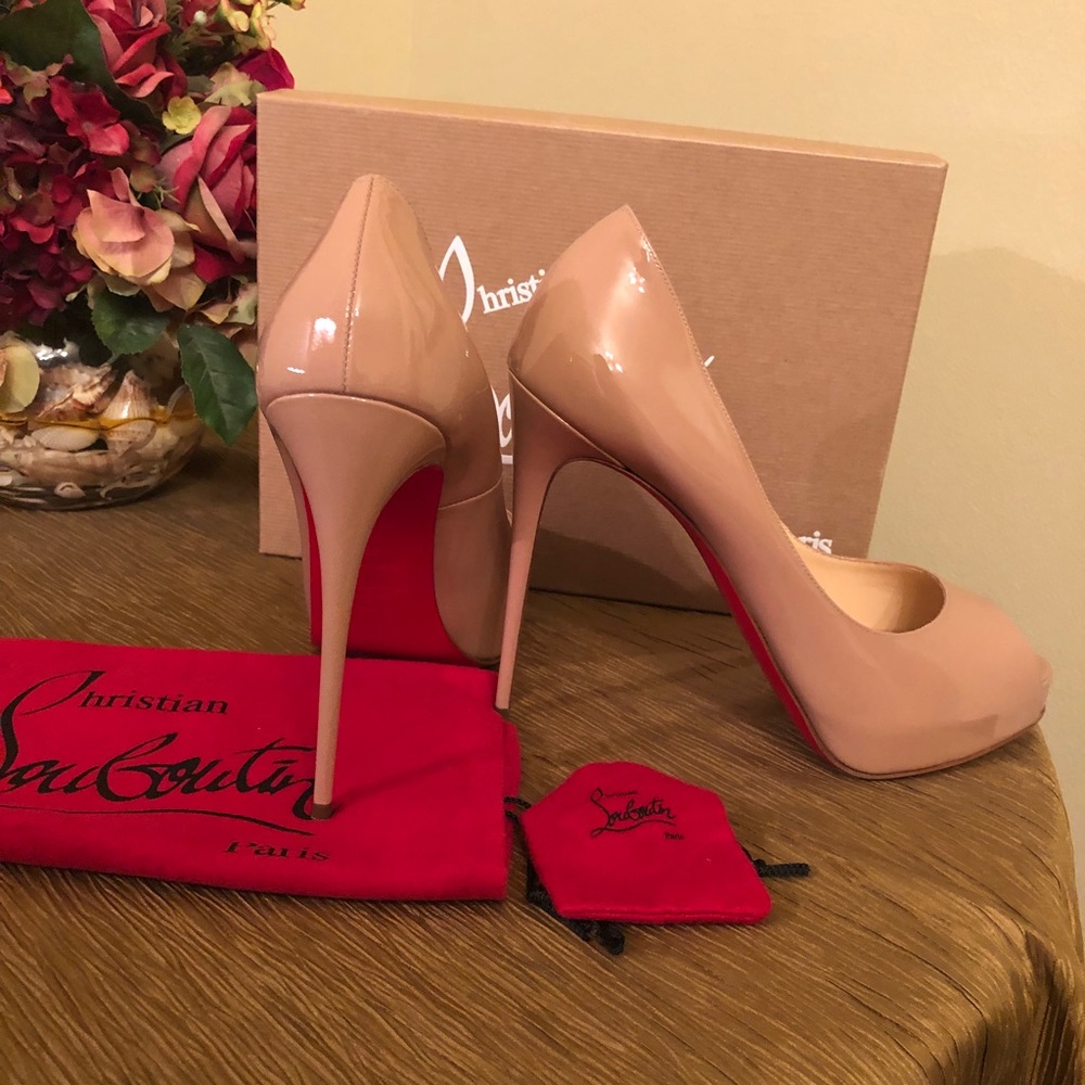 Christian Louboutin Lady Peep 120 mm Tan Patent